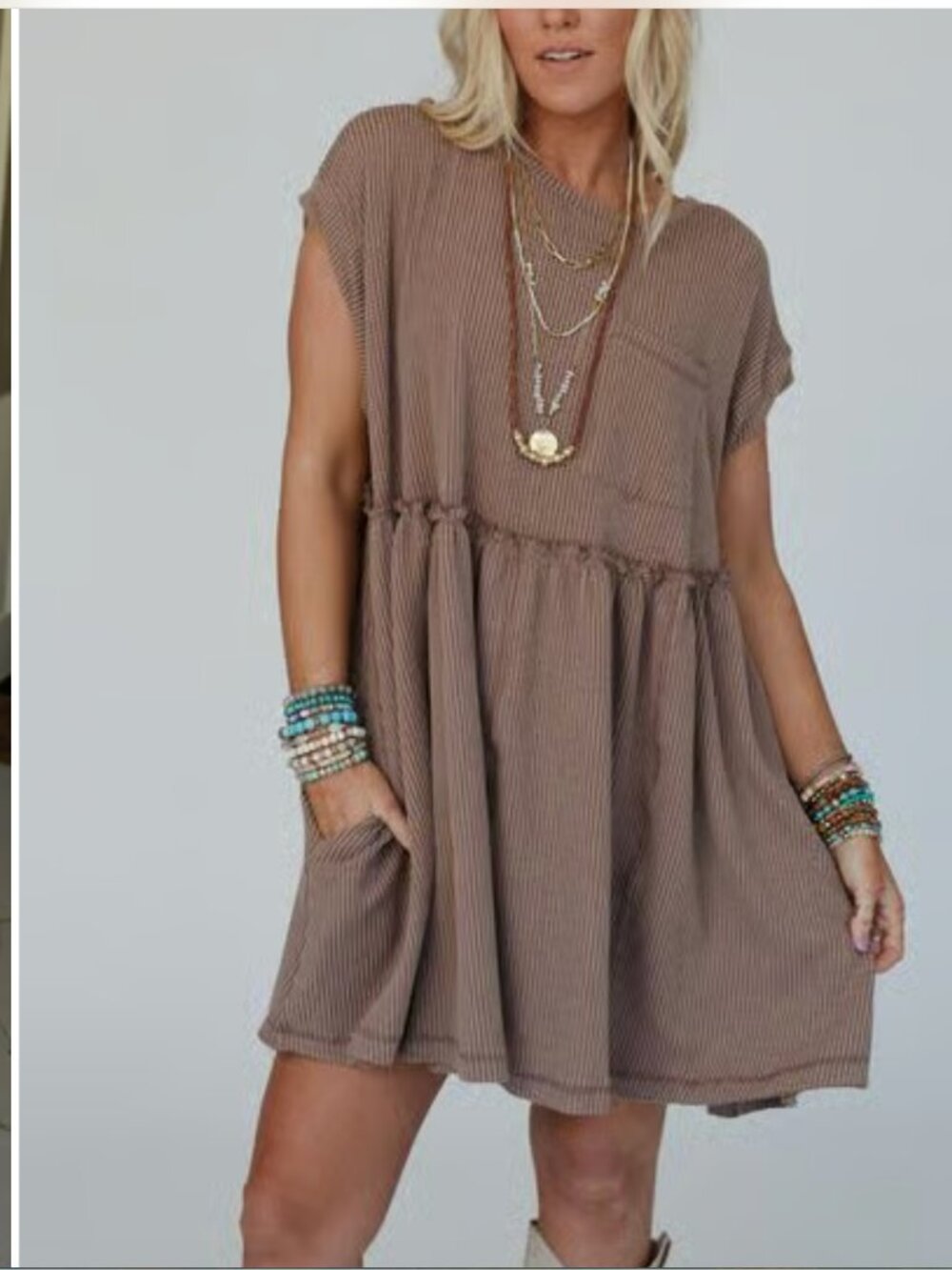 THREE BIRD NEST The Nest Subtle Escape Textured Mini Boho Dress size medium